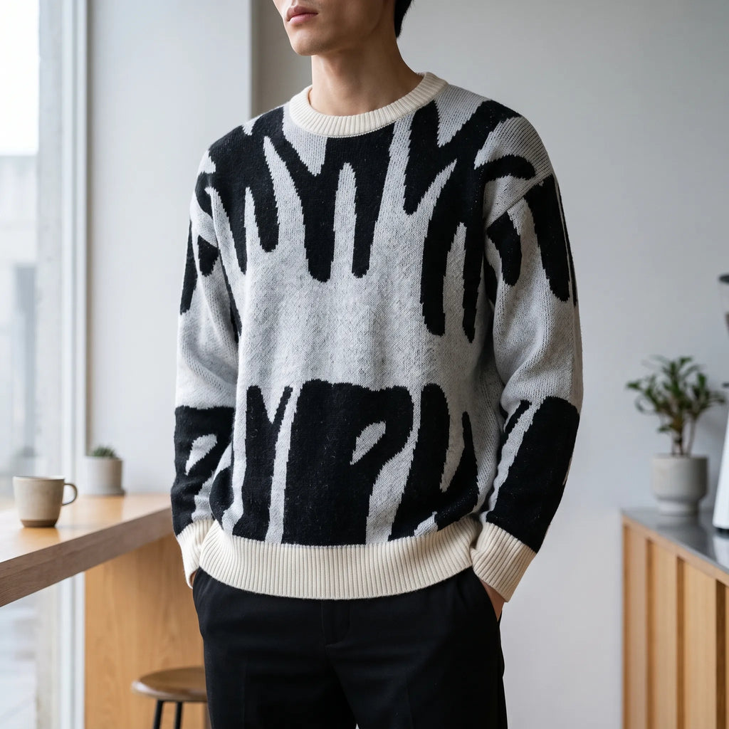 Graphyx  - Men's Relaxed Abstract Graphic Jumper Casual Weekend Wear