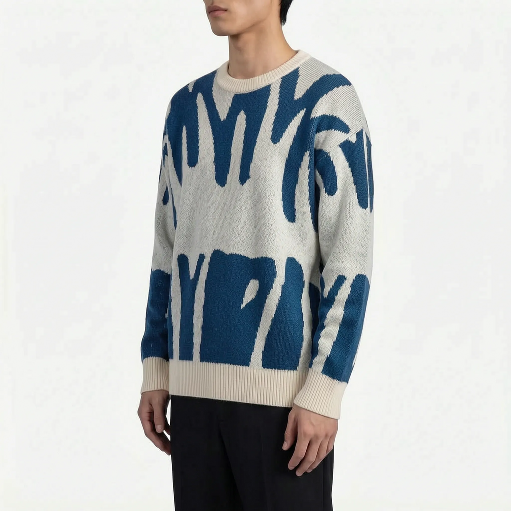 Graphyx  - Men's Relaxed Abstract Graphic Jumper Casual Weekend Wear