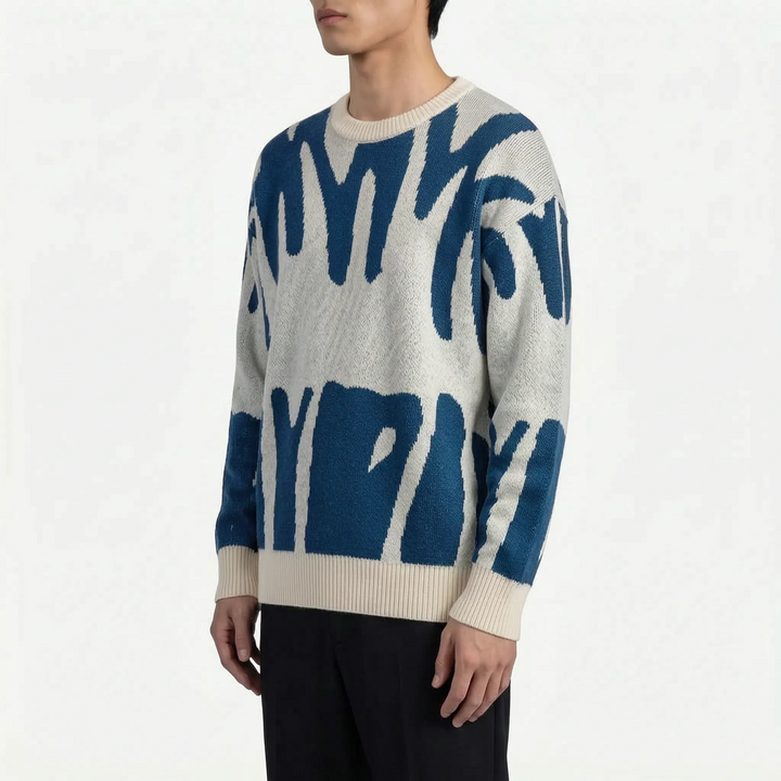 Graphyx  - Men's Relaxed Abstract Graphic Jumper Casual Weekend Wear