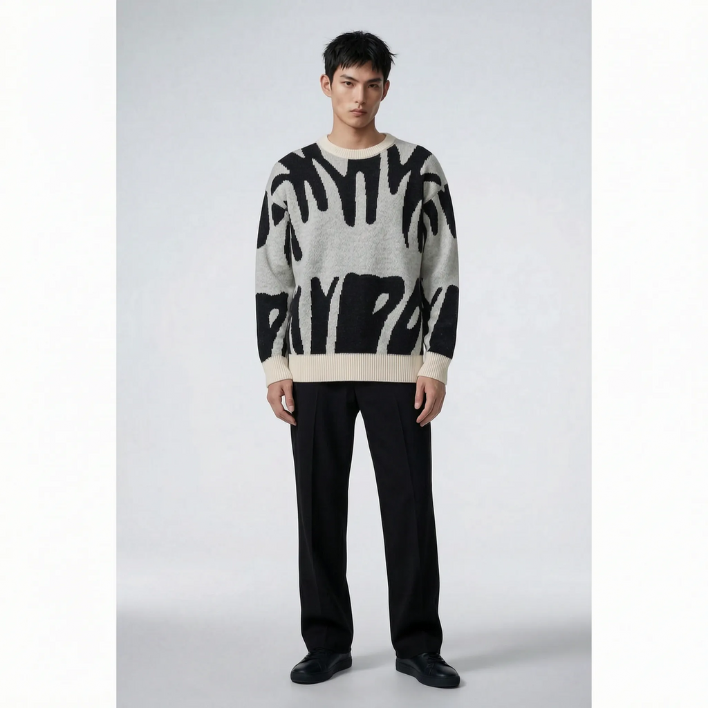 Graphyx  - Men's Relaxed Abstract Graphic Jumper Casual Weekend Wear