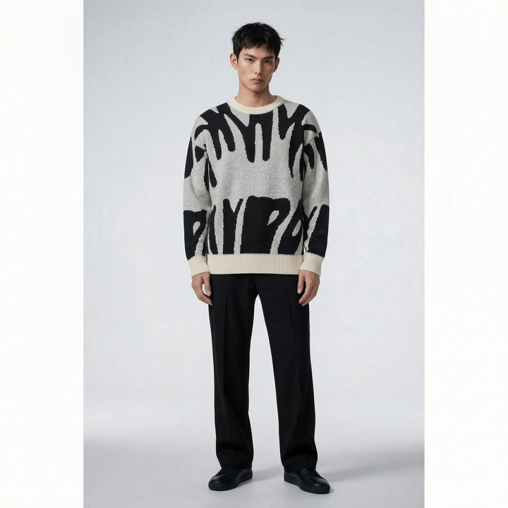 Graphyx  - Men's Relaxed Abstract Graphic Jumper Casual Weekend Wear