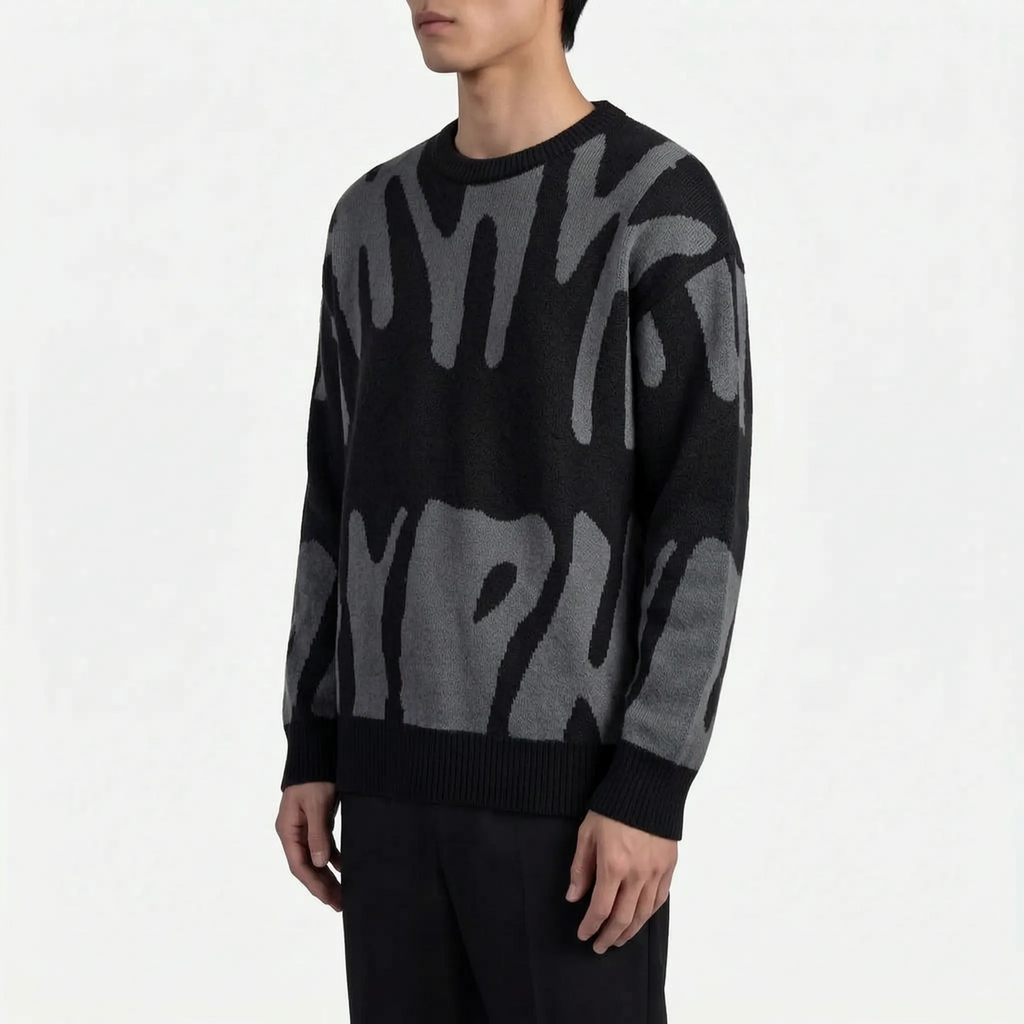 Graphyx  - Men's Relaxed Abstract Graphic Jumper Casual Weekend Wear