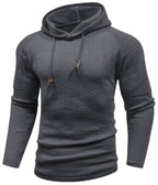 Men's hooded hoodie with ribbed shoulder panels and drawstrings