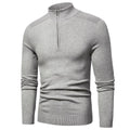 Men's long-sleeve quarter-zip mock neck jumper with ribbed trims