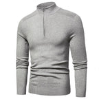 Men's long-sleeve quarter-zip mock neck jumper with ribbed trims