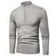 Men's long-sleeve quarter-zip mock neck jumper with ribbed trims