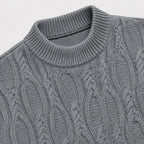 Men's cable knit crew neck jumper with long sleeves