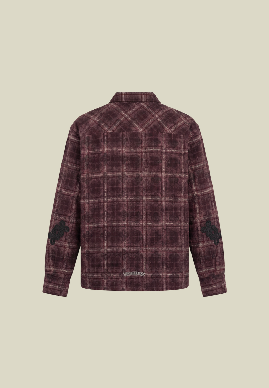Men's burgundy checked flannel shirt with chest pocket