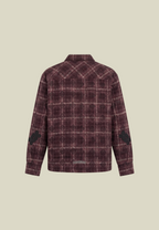 Men's burgundy checked flannel shirt with chest pocket