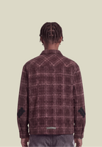 Men's burgundy checked flannel shirt with chest pocket