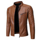 Men's stand collar jacket with long sleeves, zip front and chest pocket