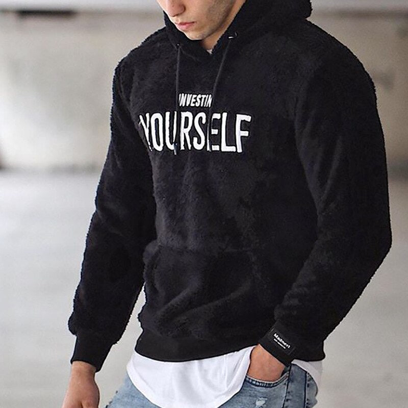 Unisex hooded sweatshirt with front text and kangaroo pocket