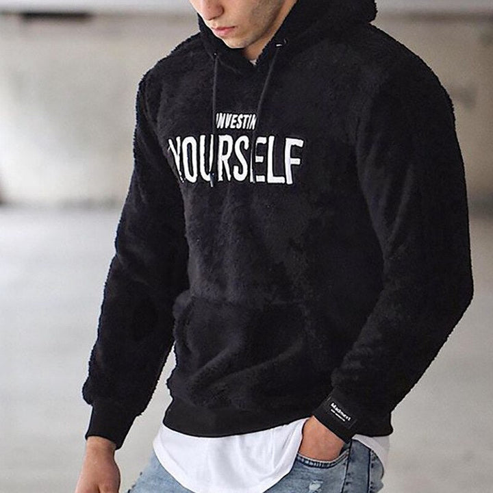 Unisex hooded sweatshirt with front text and kangaroo pocket