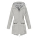 Women's hooded trench coat with long sleeves, zip front and flap pockets