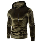 Men's long-sleeve velour hoodie with drawstring hood