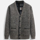 Men's textured knit V-neck cardigan with button front and welt pockets