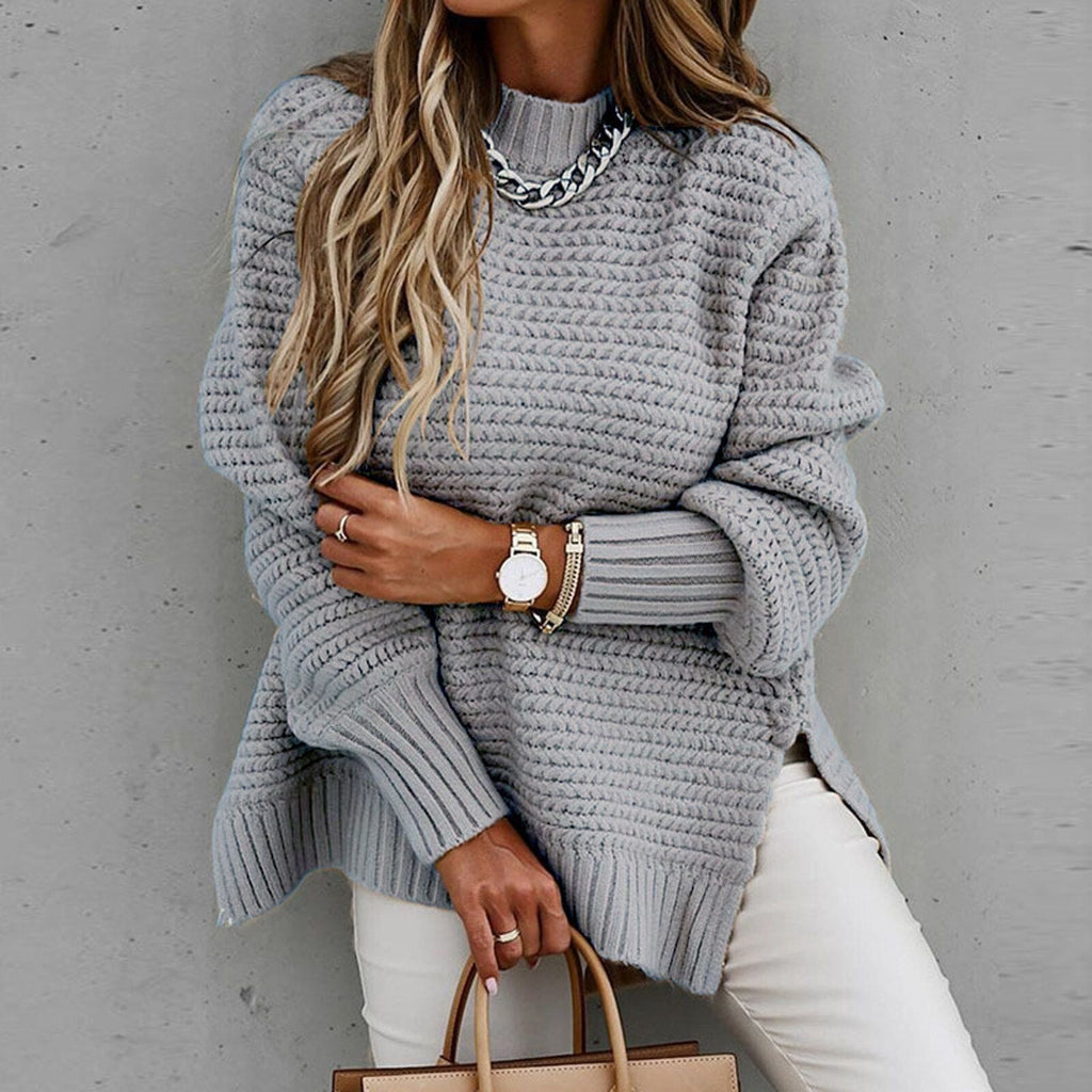 Women's textured mock neck sweater with long sleeves