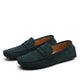 Men's slip-on penny loafers with moc toe stitching and strap detail