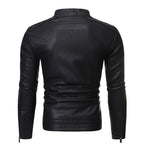 Men's stand collar jacket with long sleeves, zip front and chest pocket