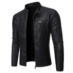 Men's stand collar jacket with long sleeves, zip front and chest pocket
