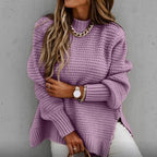 Women's textured mock neck sweater with long sleeves