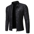 Men's stand collar jacket with long sleeves, zip front and chest pocket