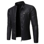 Men's stand collar jacket with long sleeves, zip front and chest pocket