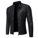 Men's stand collar jacket with long sleeves, zip front and chest pocket