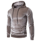 Men's long-sleeve velour hoodie with drawstring hood