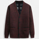 Men's textured knit V-neck cardigan with button front and welt pockets