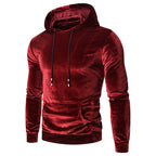 Men's long-sleeve velour hoodie with drawstring hood