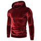 Men's long-sleeve velour hoodie with drawstring hood