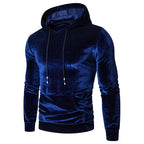 Men's long-sleeve velour hoodie with drawstring hood