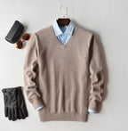 Men's plain crew neck sweater with long sleeves and ribbed trims
