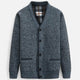 Men's textured knit V-neck cardigan with button front and welt pockets