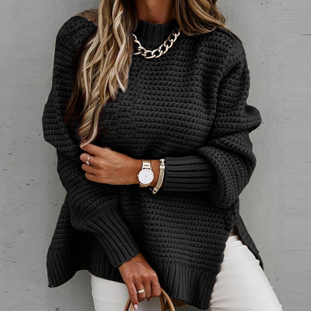 Women's textured mock neck sweater with long sleeves
