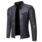Men's stand collar jacket with long sleeves, zip front and chest pocket