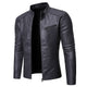 Men's stand collar jacket with long sleeves, zip front and chest pocket