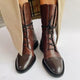 Women's tall lace-up boots with almond toes and block heels