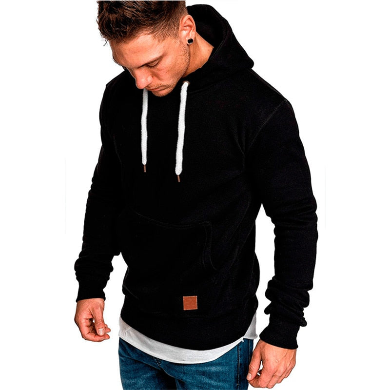 Men's pullover hoodie with drawstring hood and kangaroo pocket