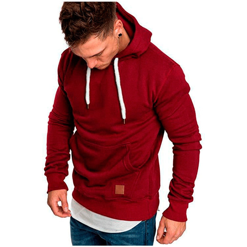 Men's pullover hoodie with drawstring hood and kangaroo pocket