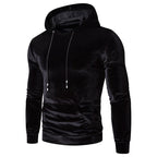 Men's long-sleeve velour hoodie with drawstring hood