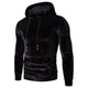 Men's long-sleeve velour hoodie with drawstring hood