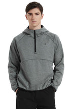 Men's half-zip hooded sweatshirt with long sleeves and kangaroo pocket