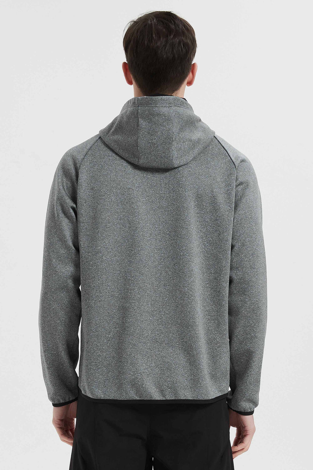 Men's half-zip hooded sweatshirt with long sleeves and kangaroo pocket