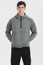 Men's half-zip hooded sweatshirt with long sleeves and kangaroo pocket