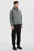 Men's half-zip hooded sweatshirt with long sleeves and kangaroo pocket