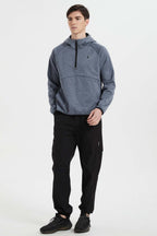 Men's half-zip hooded sweatshirt with long sleeves and kangaroo pocket