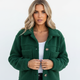 Women's sherpa jacket with button front and multiple patch pockets