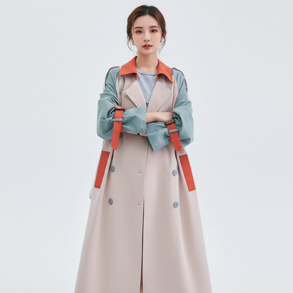harper-womens-trench-coat-with-contrast-panels-and-button-front-modern